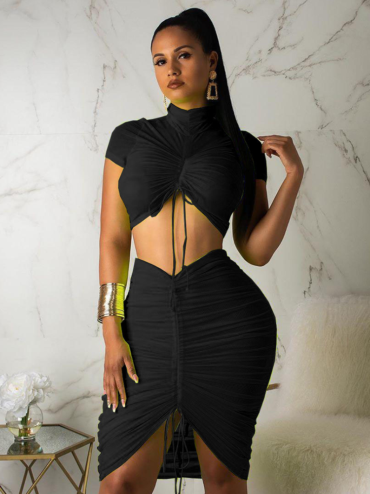 Twos Two Piece Pleated Bodycon Dress