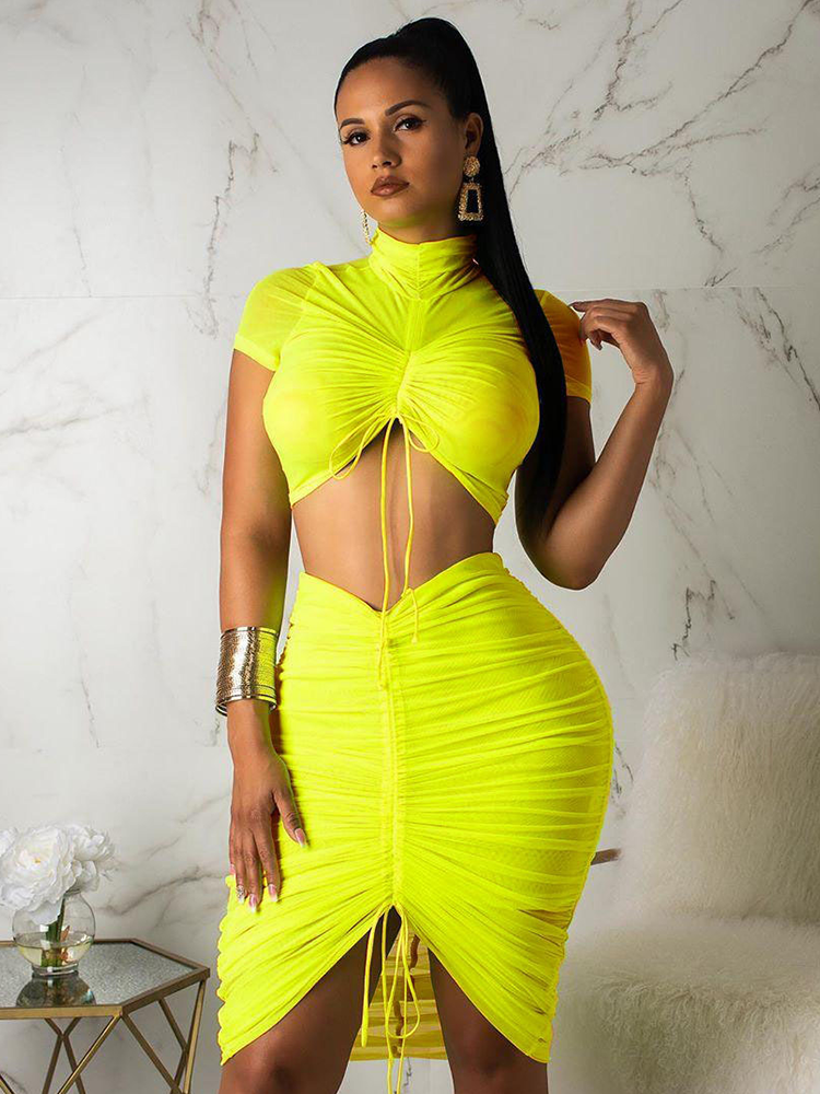Twos Two Piece Pleated Bodycon Dress