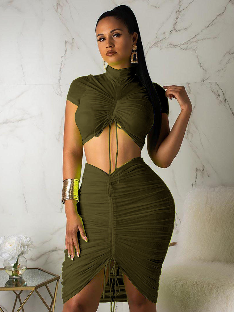 Twos Two Piece Pleated Bodycon Dress
