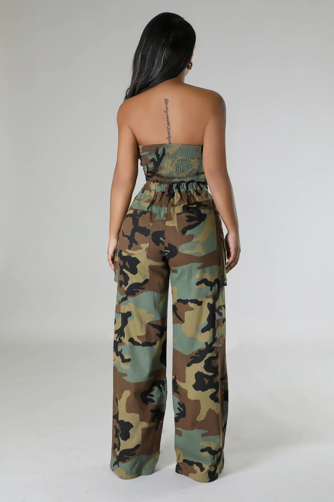 Twos Camouflage Strapless Jumpsuit