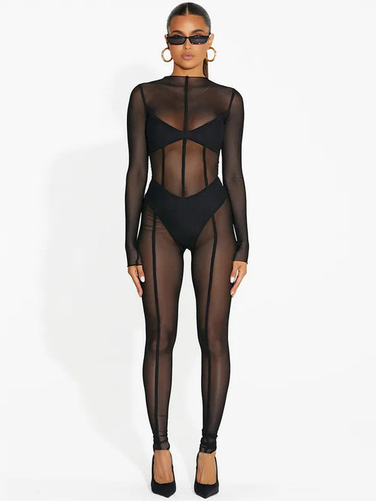 Twos Sheer All Over Me Jumpsuit